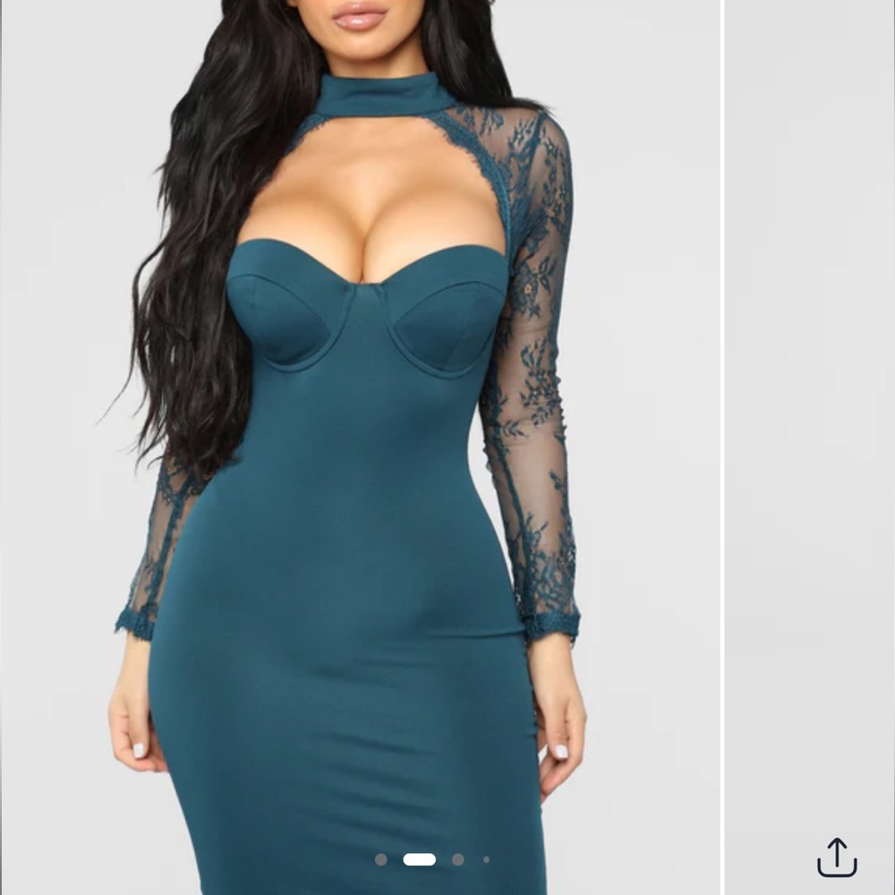 Teal Lace Long Sleeve Dress💙